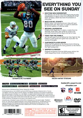 Madden NFL 11 box cover back